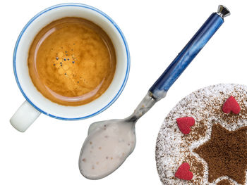 Close-up of coffee over white background