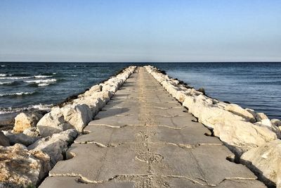 Scenic view of sea against clear sky