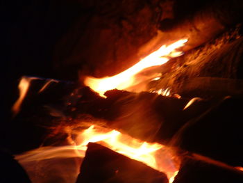 Close-up of bonfire at night