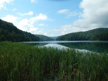 Scenic view of lake against sky
