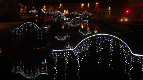 Illuminated lights at night