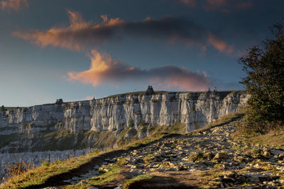 Panoramic view of landscape against sky during sunset