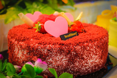 Close-up of heart shape cake