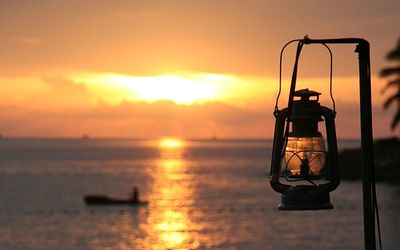 View of calm sea at sunset