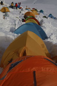 High angle view of tents 