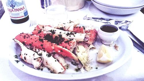 Close-up of served food in plate