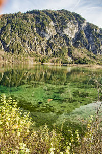 Scenic view of lake against mountain