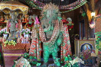 Multi colored sculpture in temple