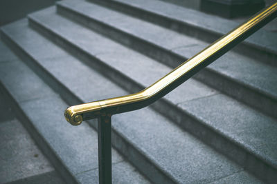 Close-up of railing on staircase