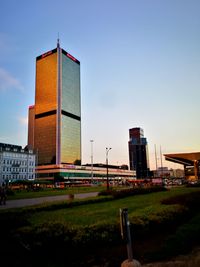 Modern building against sky in city