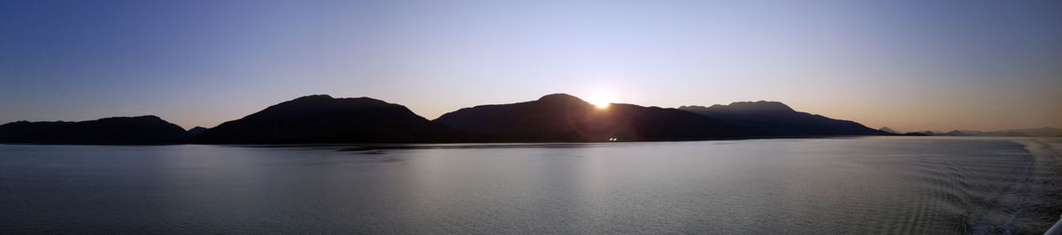 Panoramic view of sea against clear sky during sunset