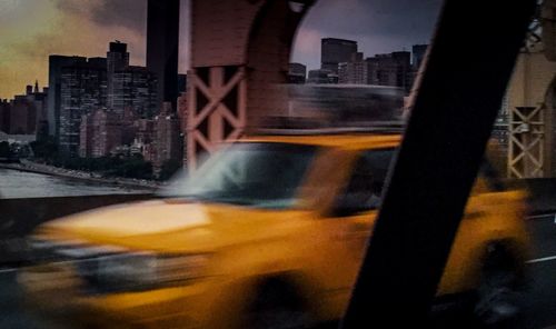 Blurred motion of cityscape in city