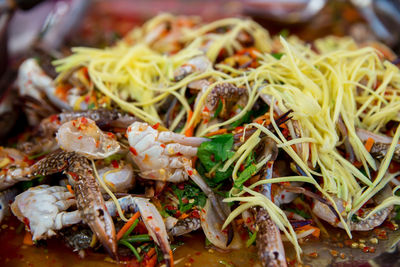 Close-up of fresh vegetables in plate