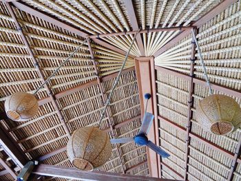 Architectural detail of wicker basket on wall