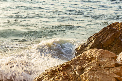 Scenic view of rocks on beach