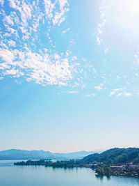 Scenic view of sea against blue sky