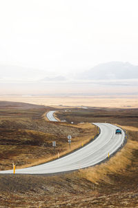 High angle view of road against sky