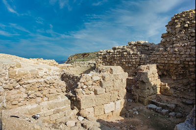 The ruins of the ancient fortress of apollonia arsuf on the shores of the mediterranean sea, israel