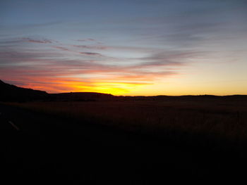 Scenic view of landscape at sunset