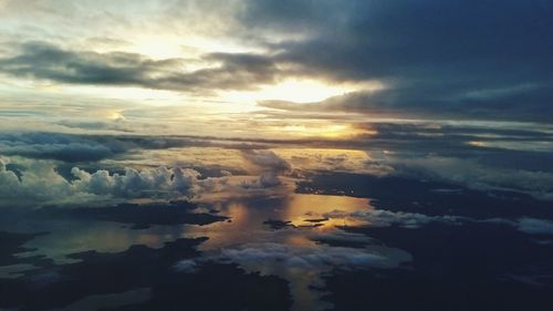 Scenic view of sea against cloudy sky