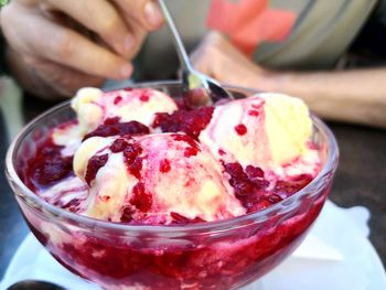 Close-up of ice cream in glass