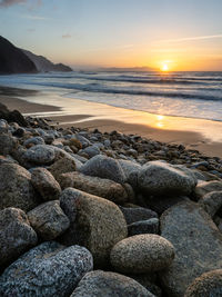 Scenic view of sea against sky during sunset