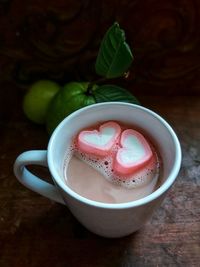 High angle view of coffee on table
