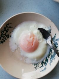 High angle view of breakfast served in plate