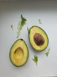 Directly above shot of lemon served on table