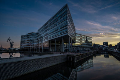 Sunset at navitas on aarhus harbour, denmark