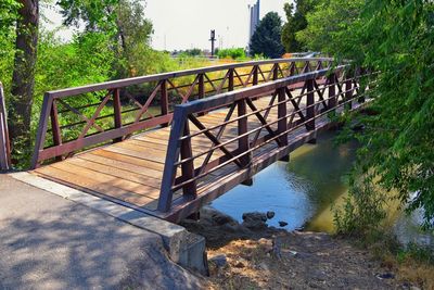 Bridge over river in forest