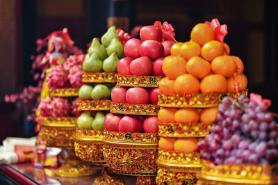 Close-up of fruits for sale at market stall
