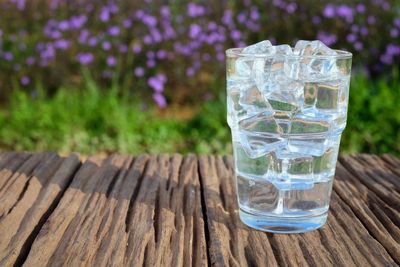 Glass of water on table