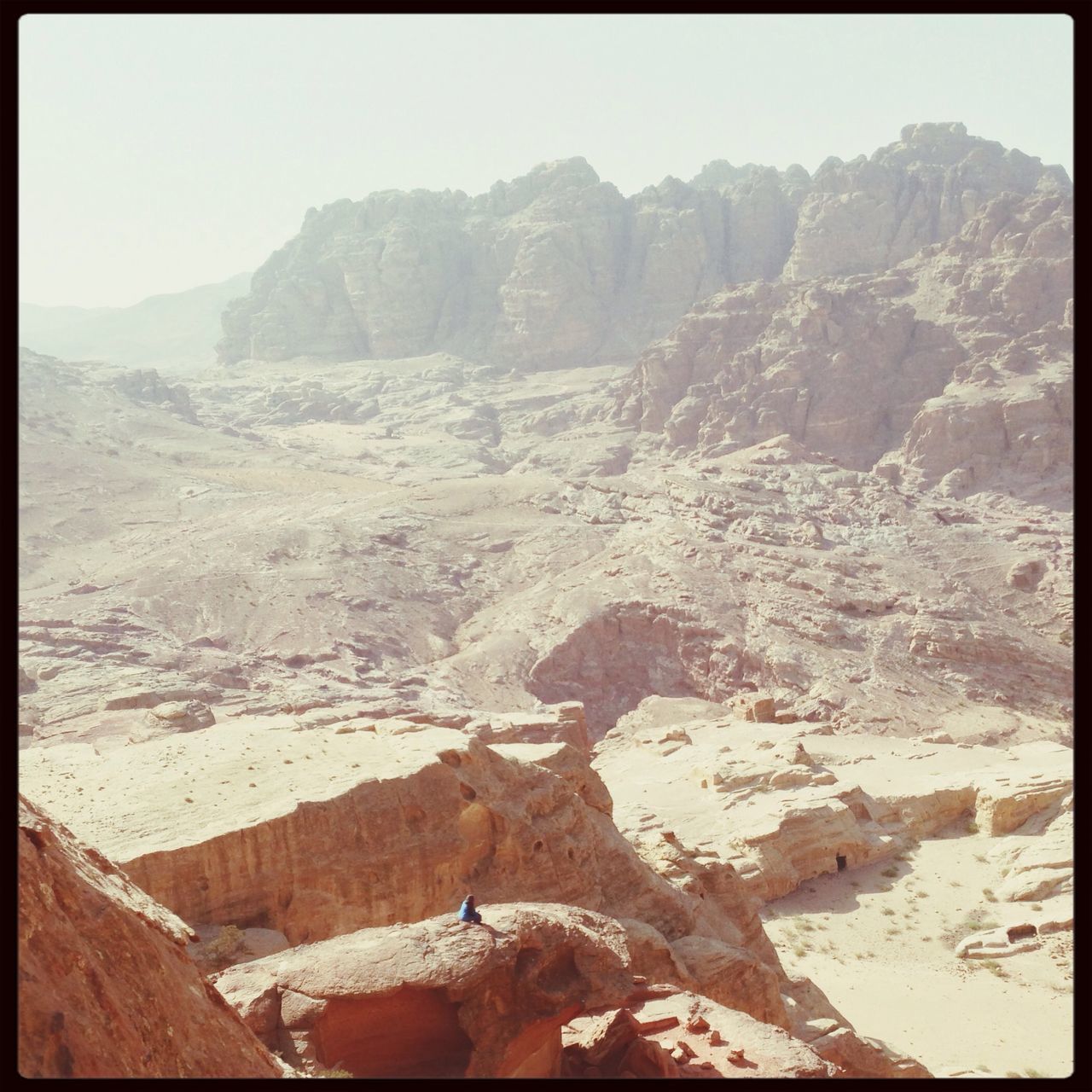 mountain, transfer print, landscape, rock formation, tranquility, tranquil scene, scenics, arid climate, desert, clear sky, rock - object, nature, auto post production filter, physical geography, beauty in nature, non-urban scene, geology, mountain range, sky, remote