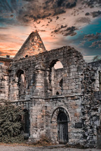 Old ruins of temple during sunset