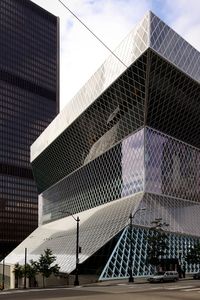 Low angle view of modern building against sky