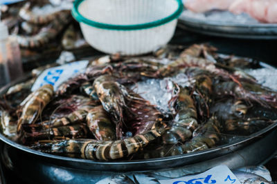 Close-up of fish for sale in market