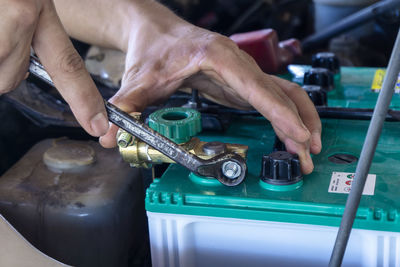 High angle view of man working