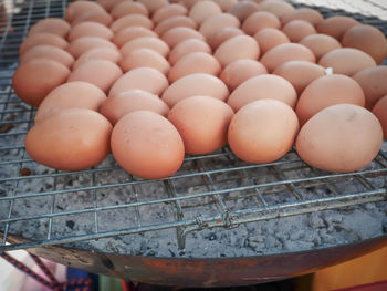 High angle view of eggs in container