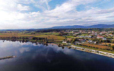 Scenic view of lake against sky