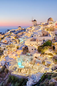 High angle view of buildings in town