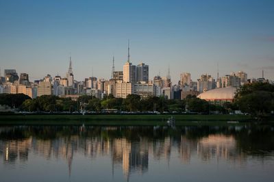 Reflection of buildings in city