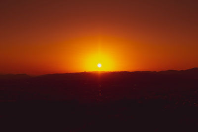 Scenic view of silhouette landscape against sky during sunset