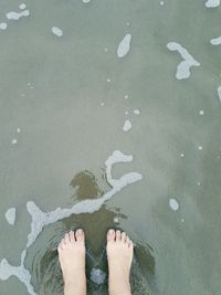 Low section of woman standing on beach