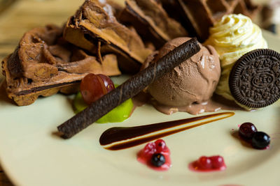 Close-up of dessert in plate