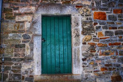 Closed door of old building