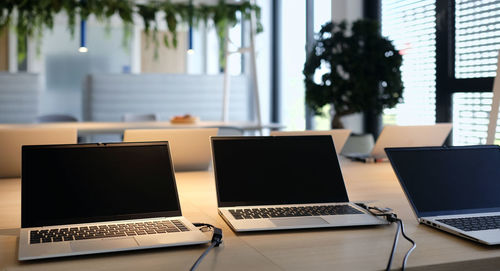 Laptop on table