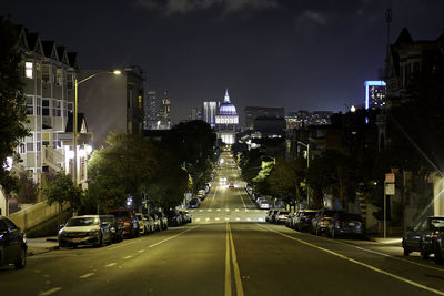 Road to civic hall at night