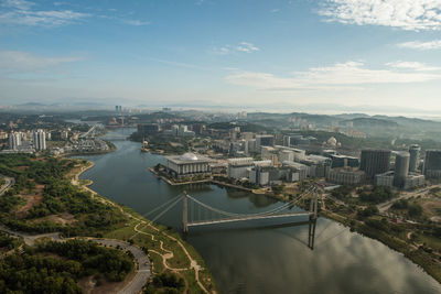 High angle view of city