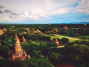 Panoramic view of temple against cloudy sky